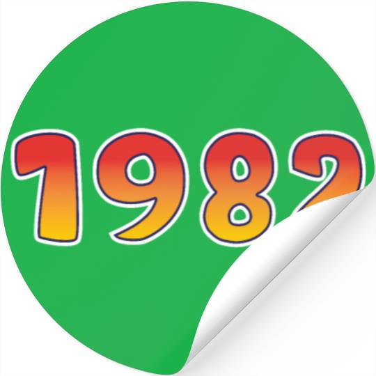 1982 Happiness Year In Orange - Yellow Design Stickers