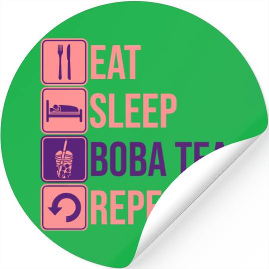 Eat Sleep Boba Tea Stickers