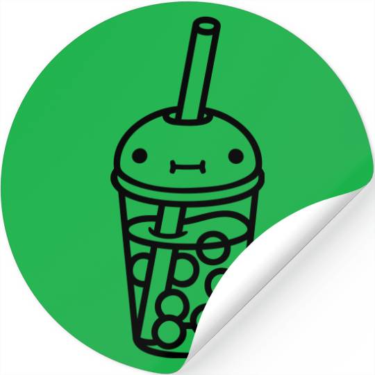 Cute face bubble tea Stickers
