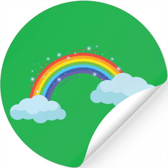 Colorful Rainbow With Clouds Stickers