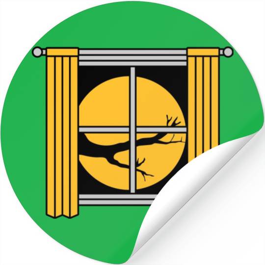 moon night tree window Stickers
