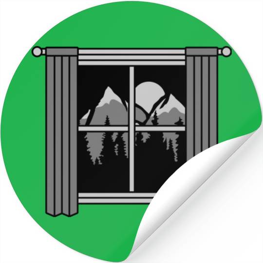 moon mountains view window Stickers