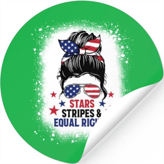 USA Messy Bun Bleached Stars Stripes Equal Rights Stickers