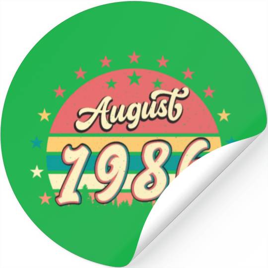 Birthday Greeting 1986 August Stickers