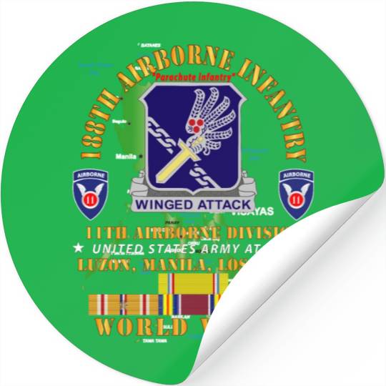 Army 188th Airborne Infantry The Philippines WWII Stickers