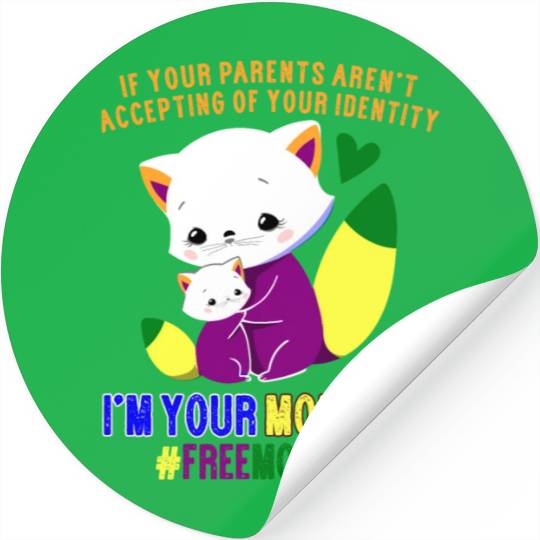 Free Mom Hugs Proud Mama Cat and Kitten Pride Stickers