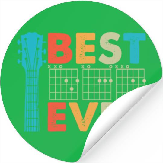 Best Dad Ever Funny Guitar Lover Vintage Father Stickers