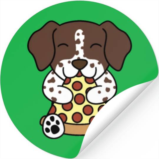 German Shorthaired Pointer Pizza Lover Stickers