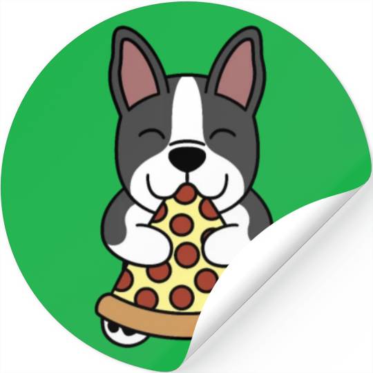Boston Terrier Pizza Lover Stickers