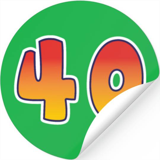 Number 40 Red - Orange Design Stickers