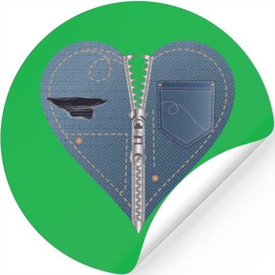 light blue heart in jeans look with zipper Stickers
