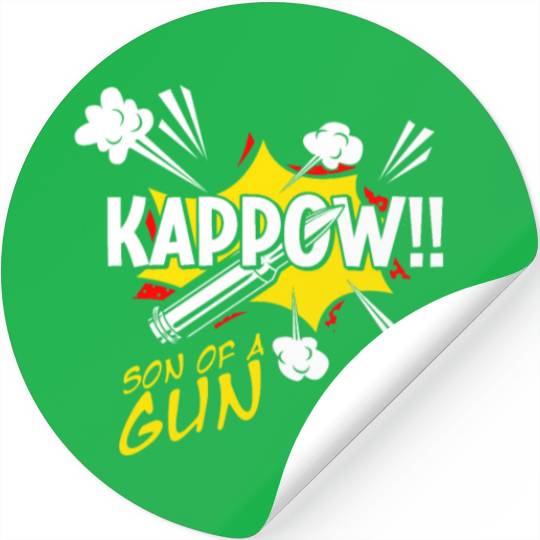 Kappow Bullets Gun Explosion Big bang Aesthetic Stickers