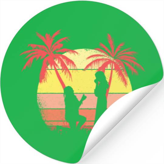 Lesbian Couple Romantic Marriage Propose Summer Stickers