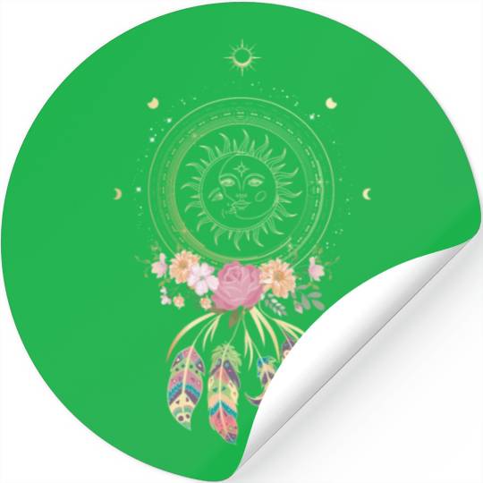 Beautiful Dreamcatcher Sun Moon Flowers Stickers