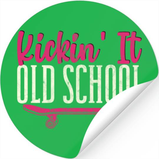 Kickin' It Old School Funny Skateboard Skateboarde Stickers