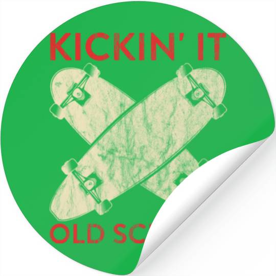Funny Skateboard Kickin' It Old School Skateboarde Stickers