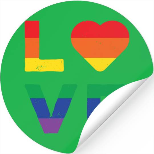 LGBT LOVE Rainbow Heart Gay Lesbian Equality Gift Stickers
