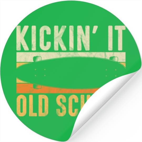 Kickin' It Old School Skateboarder Funny Skateboar Stickers