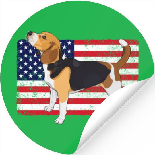 Patriotic US Flag Beagle Stickers