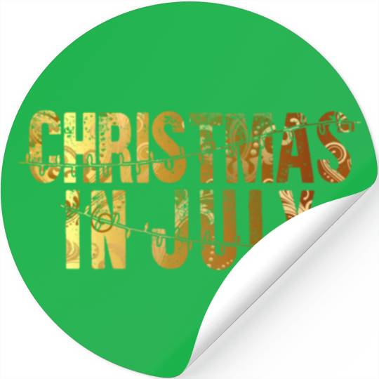 Christmas In July Xmas Tree Lights Santa Beach Stickers