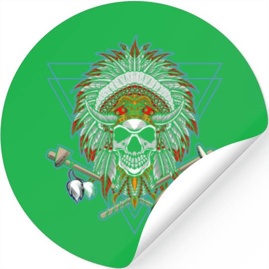 Native American Chief Skull Axe Stickers