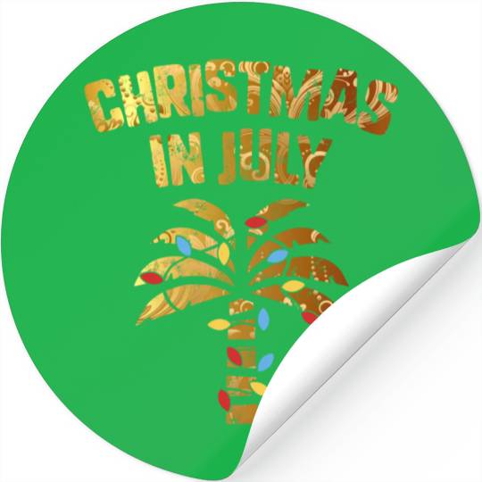 Christmas In July Beach Palm Xmas Tree Summer Stickers