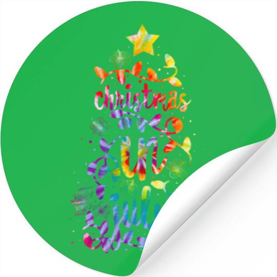Christmas In July Colorful Xmas Tree Lights Stickers