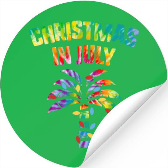 Christmas In July Beach Palm Xmas Tree Summer Stickers