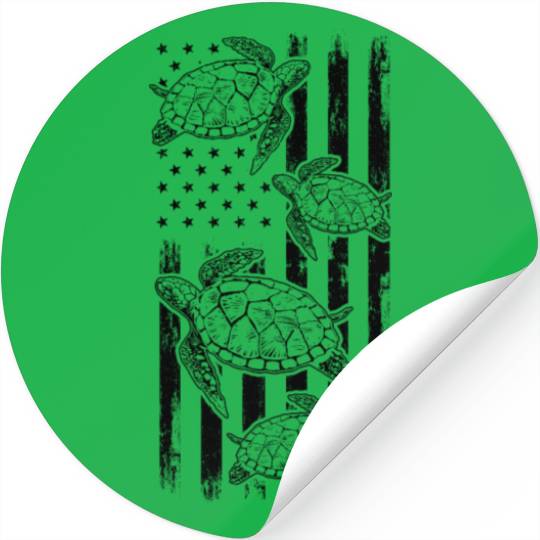 Sea Turtle US Flag Turtles American Flag Turtle Stickers