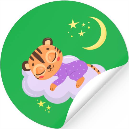 sleeping cute tiger on a cloud Stickers