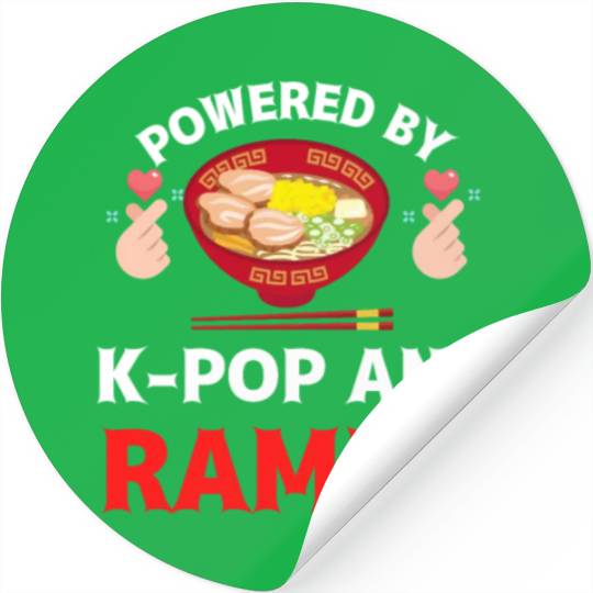 Powered by K-pop and Ramen K-pop Merch Merchandise Stickers
