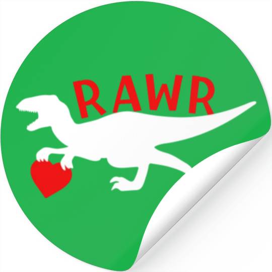 Valentine's Day T-Rex RAWR I Love You Heart Stickers