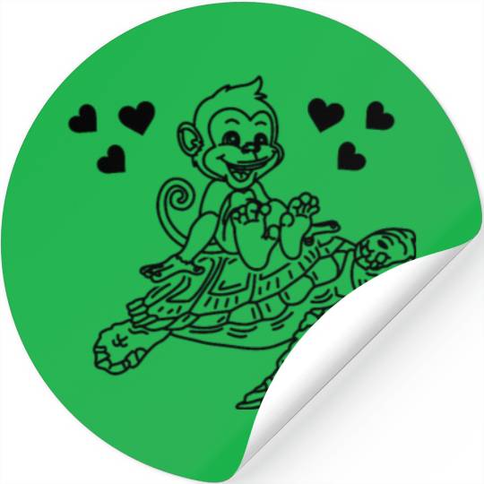Turtle And Monkey Funny Monkey Turtle Stickers