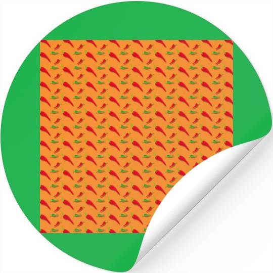 Red Chilli Pepper Pattern on orang Stickers
