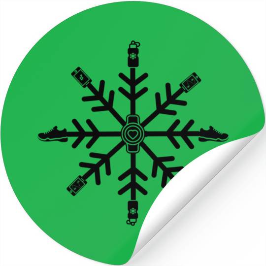 Winter Running Snowflake Stickers