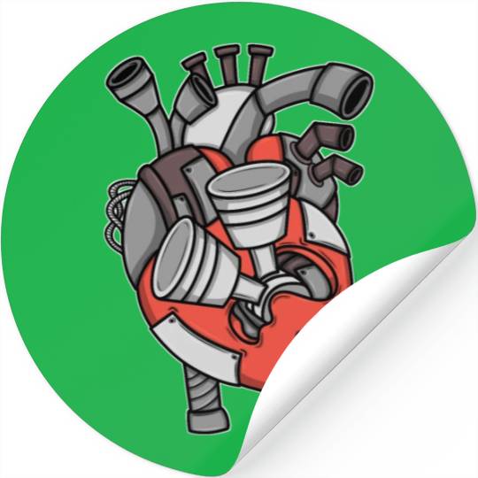 Engine Heart Pistons Car Mechanic Stickers