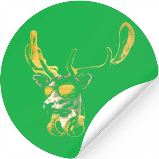 Deer DJ Bling. Cool and Funny Music Animal With Stickers