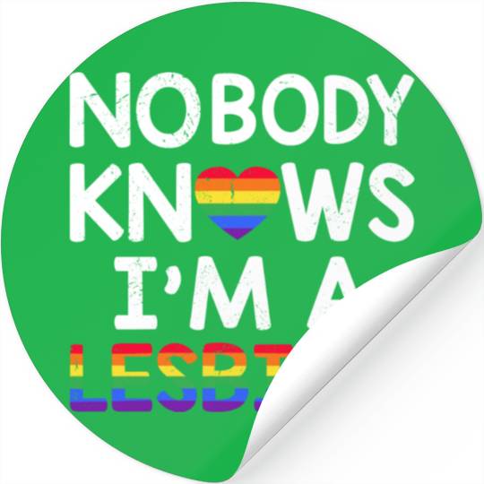 Nobody Knows I'm A Lesbian LGBTQ Rainbow Pride Stickers