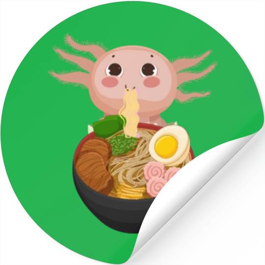 Ramen Axolotl Kawaii Anime Japanese Food Teens Lon Stickers