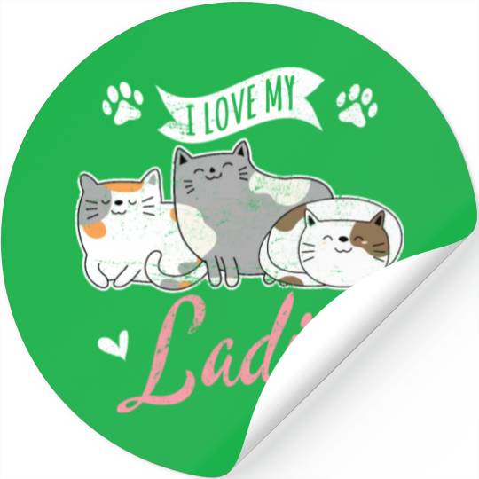 I Love My Ladies Cat Owner Cute Cat Mom Love Cats Stickers