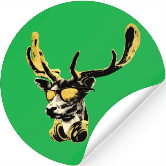 Deer DJ Bling Cool Funny Music Animal With Stickers