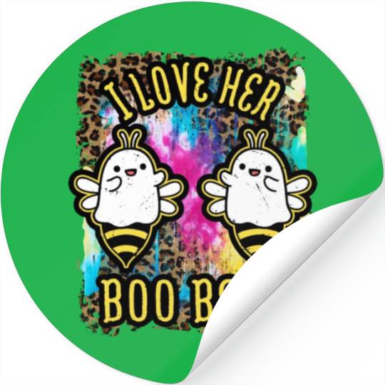 Halloween I love her Boo Bees Tie Dye Stickers