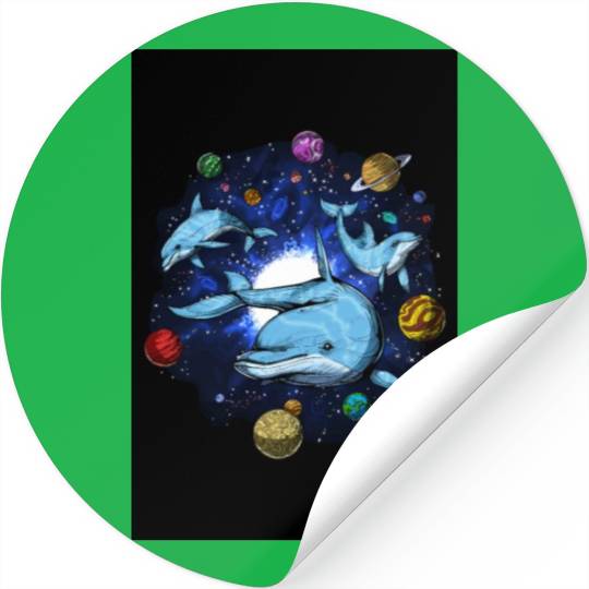 Psychedelic Space Dolphins Stickers