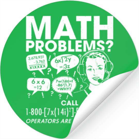Math Problems Hotline Stickers Funny Student Teacher