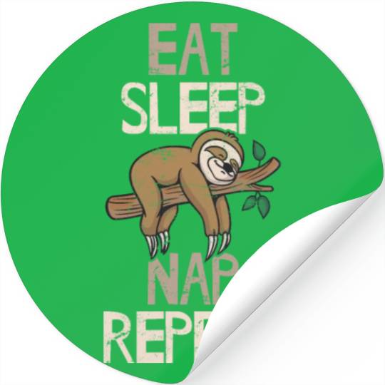Eat Sleep Nap Repeat Funny Sloth Lovers Sleeping L Stickers
