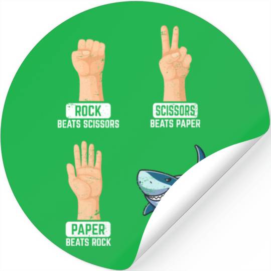 Rock Paper Scissors Nothing Beats Sharks Funny Sha Stickers