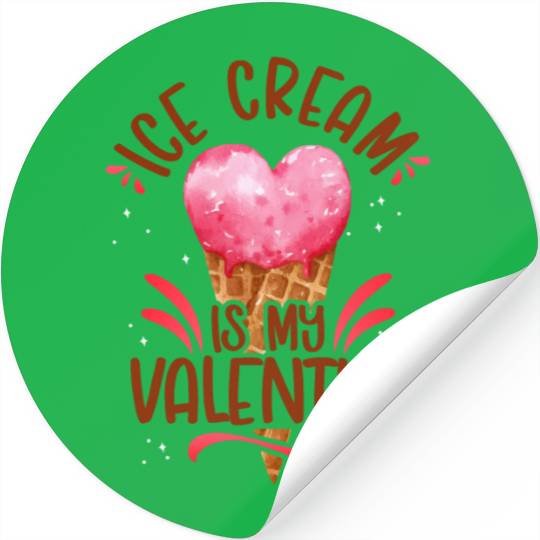 Ice Cream Valentines Day Heart Stickers