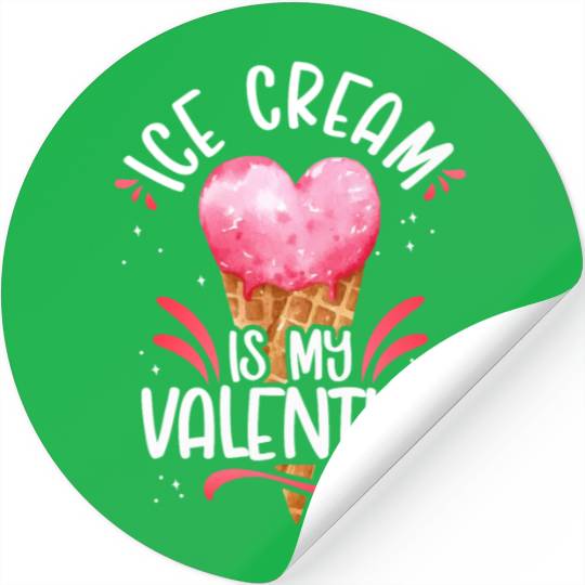Ice Cream Valentines Day Heart Stickers