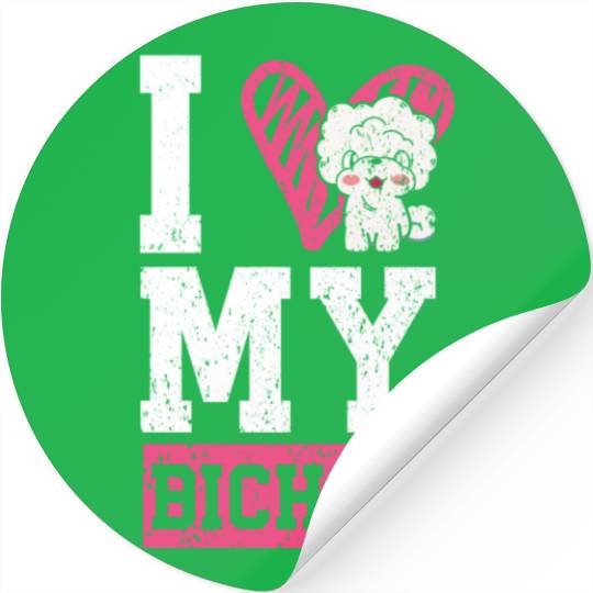 I Love My Bichon Frise Curly Hair Pup Puppy Lover Stickers