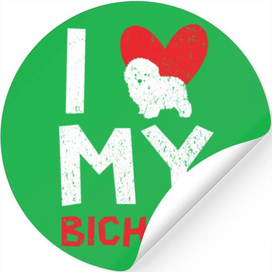 I Love My Bichon Frise Curly Hair Pup Puppy Lover Stickers